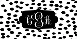 Black dots Custom Monogram License Plate Car Motorcycle Bike Key Chain - Picture 1 of 4