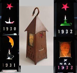 RARE Important Antique Arts & Crafts Copper President Roosevelt NRA Lantern Lamp
