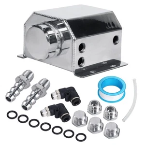 Oil Catch Can Reservoir Tank Fuel Tank 1L With Plug Aluminum Universal Silver - Picture 1 of 12