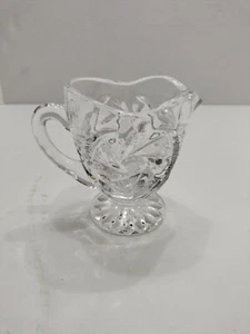 Vintage Small Creamer Pitcher Lead Crystal Etched Cut Glass Pinwheel 4” - Picture 1 of 5