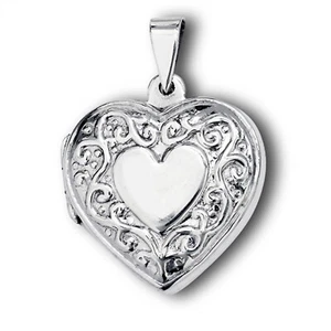 VICTORIAN style Heart Locket in Sterling Silver - Add Your Own CHAIN! - Picture 1 of 9