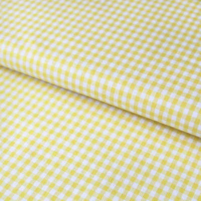 STOFFE KUDELLINO Baumwollstoff kariert / Popeline "0,5 cm weiß/gelb Karomuster"