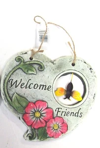 Decorative Heart Shaped Hanging Stone Welcome Plaque Home Welcome Sign - Picture 1 of 1