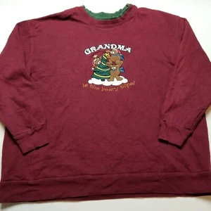 Croft & Barrow Grandma Bears Sweatshirt Womens 2XL Christmas Tree Maroon $97 - Picture 1 of 6