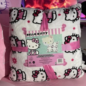 2024 Sanrio Hello Kitty 2 Pack Square Sculpted Pink White Lg Decorative Pillows - Picture 1 of 8