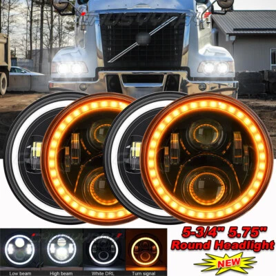 For Volvo VHD 2001-2019 4x 5-3/4" 5.75 Inch LED Projector Headlight Headlamp Set - Image 1 of 4