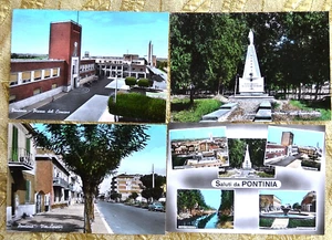 PONTINIA, 4 cartoline Piazza Comune, Via Cavour, Madonnina, Latina 1969 - Imagen 1 de 2