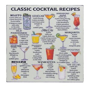 Classic Cocktails Retro Wall Art Vintage Advertising Sign Shelf Sitter Man Cave