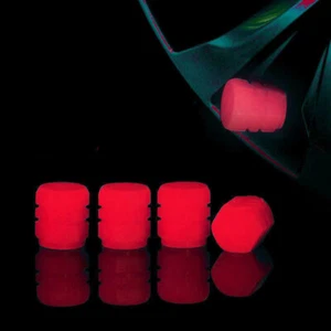 4Pcs Glow In Dark Car Valve Caps Wheel Tyre Rim Stem Air Dust Cover Accessories - Picture 1 of 12
