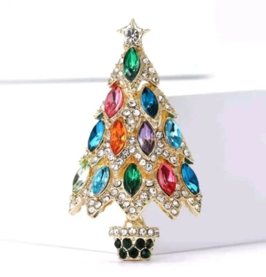 Broche prendedor árbol de Navidad colorido joyería de moda NUEVO envío gratuito 1,8 pulgadas Foto 1 de 2
