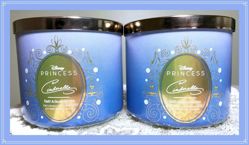 BATH BODY WORKS 3 WICK CANDLE SET 6 DISNEY JASMINE BELLE ARIEL TIANA MOANA CIND
