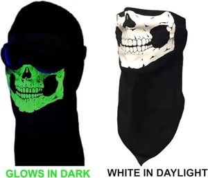 NUOVO VELCRO®BRAND BANDANA COPRI COLLO REGOLABILE NERO Glow in the Dark TESCHIO VISO - Foto 1 di 6