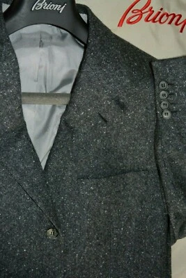 Blazer de tweed carbón cachemir puro Brioni 46 R hecho a mano $5495 como nuevo Foto 1 de 4