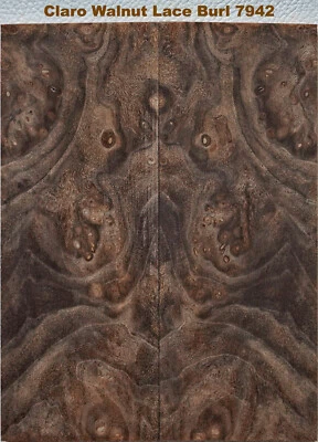 Excepcional Escalas de Burl de Encaje de Nogal Claro Estabilizado #7942, 6 x 2 5/16 x 3/8+" Foto 1 de 4