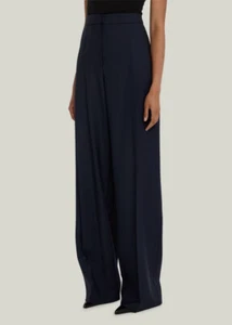 $1490 Oscar de la Renta Women's Blue Wide-Leg Suiting Pants Size 4 - Picture 1 of 4