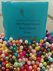 MIXED ROUND PEARL BEADS 6MM BRACELET JEWELLERY CRAFT FREE POSTAGE - Picture 1 of 4