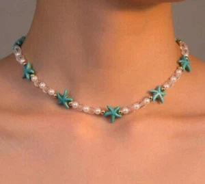 Starfish turquoise pearl crystal choker - Picture 1 of 1