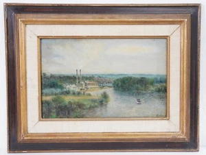 Rudolf Dreher quadro originale Impressionismo "Il suo a Sartrouville" Parigi - Foto 1 di 9