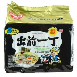 Nissin Demae Ramen Instantnudel - schwarzes Knoblauchöl Tonkotsu Geschmack (5er Pack) - Bild 1 von 2