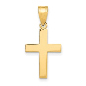 Real 14kt Yellow Gold Polished Cross Charm - Picture 1 of 6