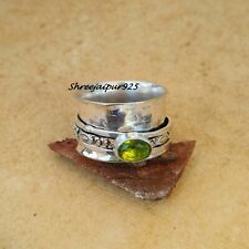 Peridot Green Gemstone 925 Sterling Silver Spinner Women's Beautiful Ring SJ248