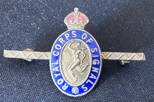 Kings Crow Royal Signals Corps Sweetheart Enamelled Brooch - Picture 1 of 6