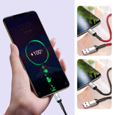 Nylon USB Type C Fast Charging Cable Fast Phone Charger Long Lead 1.2 ∂ - Image 1 of 4