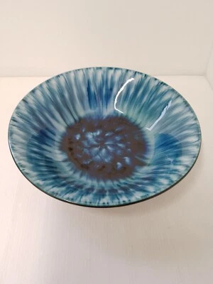 Porthmadog Welsh Studio Pottery Blue Bowl-Glass inside Pottery-23cmDx6cmH approx - Image 1 of 4