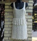 NWT Anthropologie Womens Size Small 4/6 Cream Ivory White Lace Peplum Mini Dress