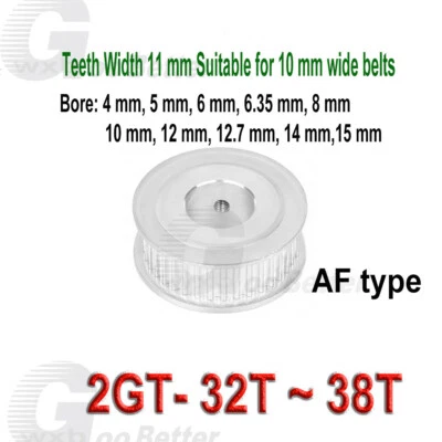 Polea GT2 tipo AF 32 ~ 38 dientes diámetro de polea de distribución = 4 mm ~ 15 mm ancho de diente = 11 mm Foto 1 de 4
