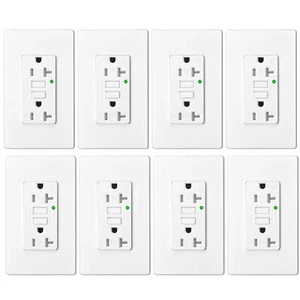 Toma GFCI de 20 amperios autoprueba resistente a manipulaciones exterior GFI ETL 8 paquetes - Imagen 1 de 12