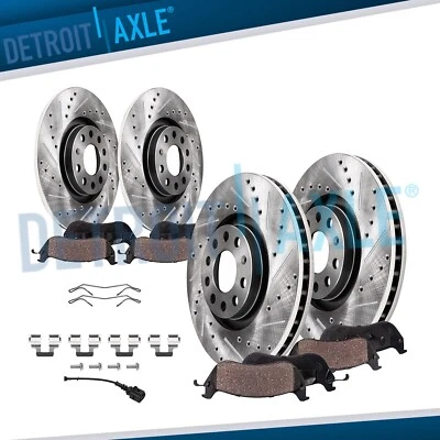 Front Rear Drilled Brake Rotors Brake Pads for Audi A3 Quattro VW GTI Jetta EOS - Image 1 of 4