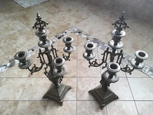 Antique and Unique Brass Candleholder Set, Made In Italy - Picture 1 of 7