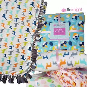 No-Sew Tie Blanket Kit Gift DIY | Double Sided Thick Fleece Throw - Picture 1 of 76