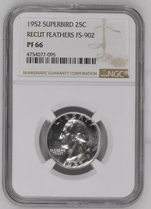 1952 NGC PF66 Superbird Recut Feathers FS-902 Washington Quarter - Picture 1 of 3