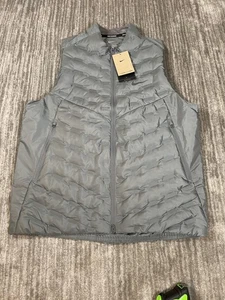 Nike Vest Mens Medium Tall Gray Therma-FIT ADV Running Puffer Zip Pockets Gilet - Picture 1 of 13