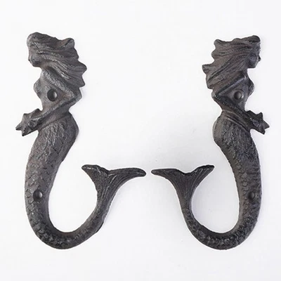 2 Pcs Wall Mounted Coat Hook Retro Mermaid Hook Nautical Towel Rack - Image 1 of 4