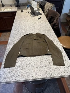 VINTAGE US Army Wolljacke Cropped WW2 Battle Olivgrün Herren Gr. 38 - Bild 1 von 4