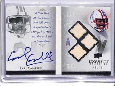 2009 Exquisite Earl Campbell Auto-Biography Jersey Auto Booklet #40/75 Oilers - Image 1 of 2