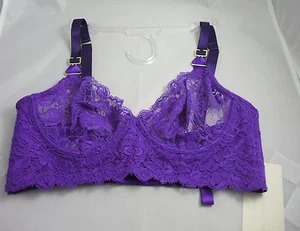 Reggiseno Stella McCartney Royal Viola Pizzo Bralet, Nuovo con etichette, TG 34B - Foto 1 di 3