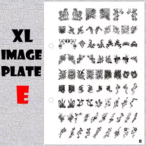 XL Image Plate E for Stamping Nail Art Design Transfer Stencils - Bild 1 von 1