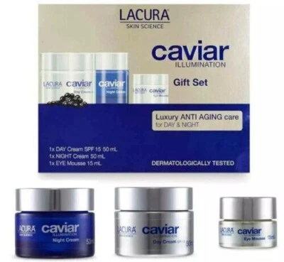 Lacura Caviar Illumination Anti-Aging Set Box Day Cream, Night Cream, Eye Mousse - image 1 of 2