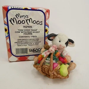 Figura Mary’s Moo Moos “Cow Lickin good” vaca/con respaldo de fruta 1995 142905 QAKLR - Imagen 1 de 14