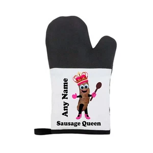 Personalised Sausage Queen Rubber/Canvas Material Oven Mitt/Glove Christmas - Picture 1 of 3