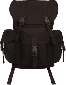 Black Outfitter Heavyweight Cotton Canvas Rucksack Backpack - Picture 1 of 1