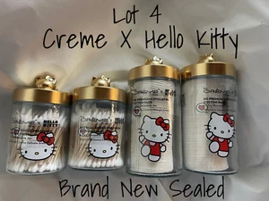 Creme Shop X Hello Kitty Cotton Swabs & Pads Reusable Glass Jars Gold Lids New - Imagen 1 de 3