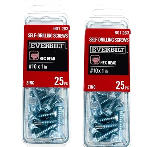 Everbilt 601 263 Self Drilling Screws #10 x 1 in Hex Head Zinc, 50 Pcs - Picture 1 of 5