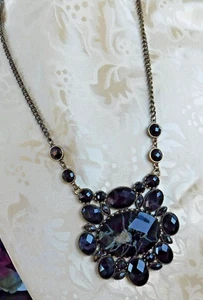 UNIQUE 1990's HUGE Black Marbled Acrylic Pendant Necklace Goth 18" 3" Extender - Picture 1 of 10