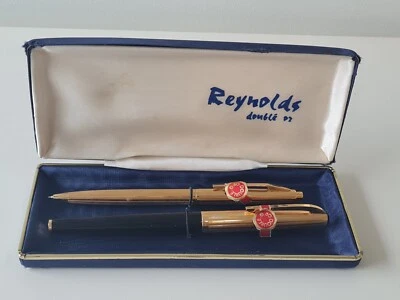 Reynolds doublé or  stylo à plume et stylo à bille  plume en or 18 cts - Photo 1/4