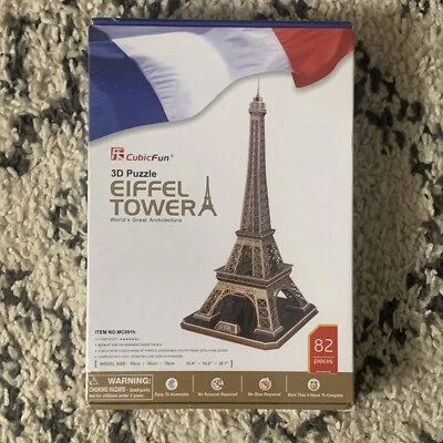 Eiffel Tower with Booklet, 82 Piece 3D Jigsaw Puzzle Made by 3D-Puzzle,Brand new - Image 1 of 4